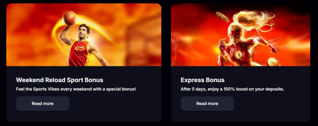 weekly bonuses yepcasino